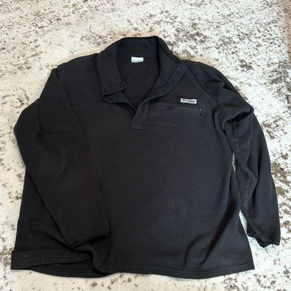 Columbia Mountain Half Zip Black Fleece Pull Over Shirt Men's L.  Jacket - Picture 1 of 2
